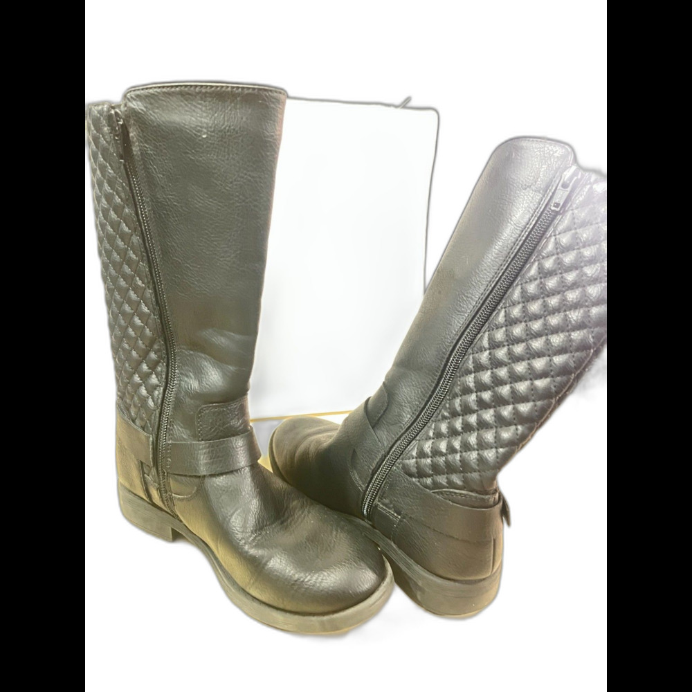 Wonder Nation- Girl’s- Zip Up Boots (Size 2) Black/ Silver Buckle Studs - Picture 4 of 10